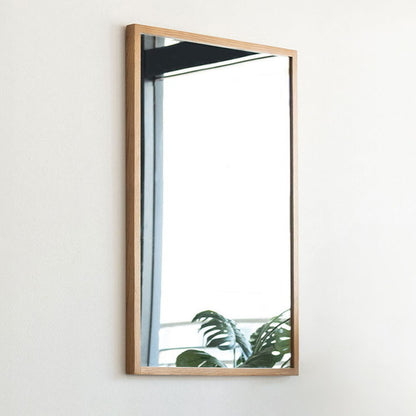 鏡 ミラー スリム ウォールミラー 壁掛けミラー 洗面ミラー おしゃれ オーク オーク無垢材 ナチュラル 北欧 姿見 飛散防止 省スペース 一人暮らし ワンルーム(代引不可)