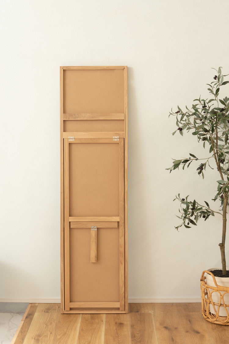 鏡 ミラー スリム スタンドミラー おしゃれ 全身ミラー 姿見 全身鏡 壁掛けミラー ウォールミラー オーク オーク無垢材 北欧 ナチュラル シンプル モダン 飛散防止 省スペース 一人暮らし ワンルーム(代引不可)