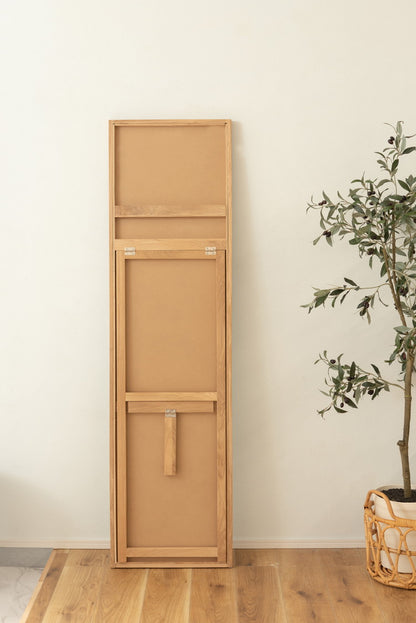 鏡 ミラー スリム スタンドミラー おしゃれ 全身ミラー 姿見 全身鏡 壁掛けミラー ウォールミラー オーク オーク無垢材 北欧 ナチュラル シンプル モダン 飛散防止 省スペース 一人暮らし ワンルーム(代引不可)