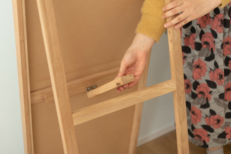 鏡 ミラー スリム スタンドミラー おしゃれ 全身ミラー 姿見 全身鏡 壁掛けミラー ウォールミラー オーク オーク無垢材 北欧 ナチュラル シンプル モダン 飛散防止 省スペース 一人暮らし ワンルーム(代引不可)