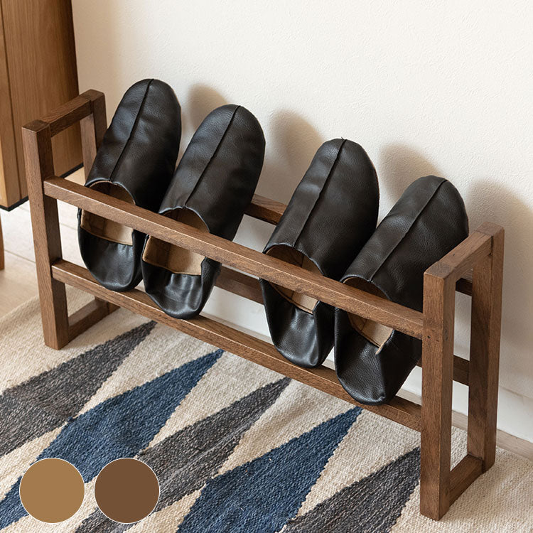 スリッパラック スリッパ 玄関 エントランス 天然木 オーク オーク無垢材 ナチュラル ブラウン シンプル モダン おしゃれ コンパクト 省スペース 無垢材 北欧 4足収納(代引不可)