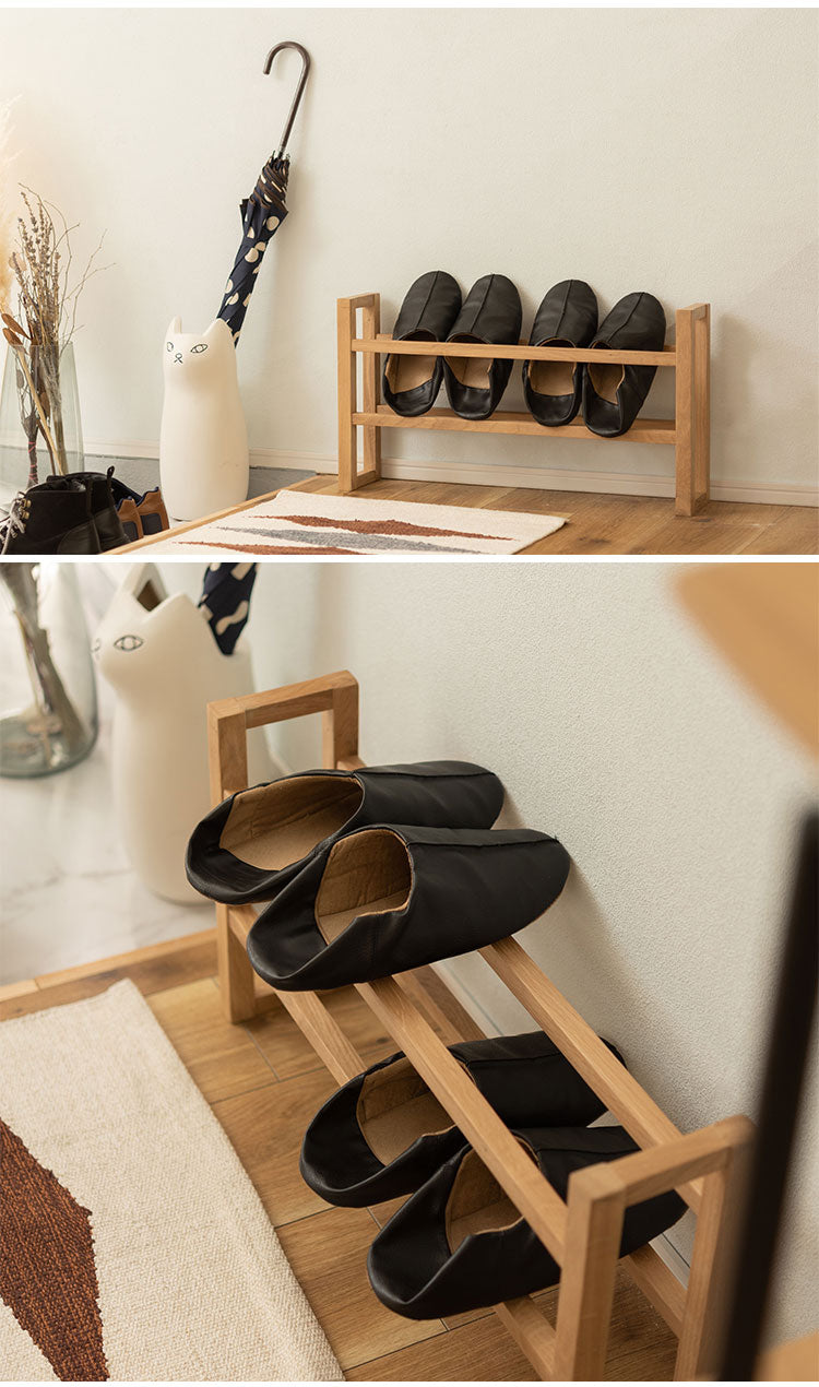 スリッパラック スリッパ 玄関 エントランス 天然木 オーク オーク無垢材 ナチュラル ブラウン シンプル モダン おしゃれ コンパクト 省スペース 無垢材 北欧 4足収納(代引不可)