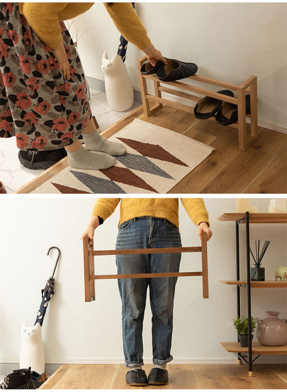 スリッパラック スリッパ 玄関 エントランス 天然木 オーク オーク無垢材 ナチュラル ブラウン シンプル モダン おしゃれ コンパクト 省スペース 無垢材 北欧 4足収納(代引不可)