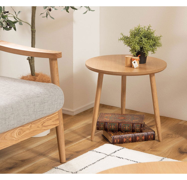 サイドテーブル 幅45cm 3本脚 円形 ラウンド ネストテーブル テーブル コンパクト 省スペース シンプル ナチュラル 北欧 かわいい おしゃれ 丸型 ラウンド 木製 天然木 一人暮らし ソファ(代引不可)