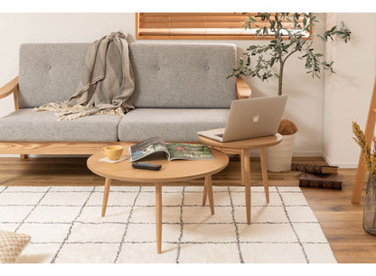 サイドテーブル 幅45cm 3本脚 円形 ラウンド ネストテーブル テーブル コンパクト 省スペース シンプル ナチュラル 北欧 かわいい おしゃれ 丸型 ラウンド 木製 天然木 一人暮らし ソファ(代引不可)