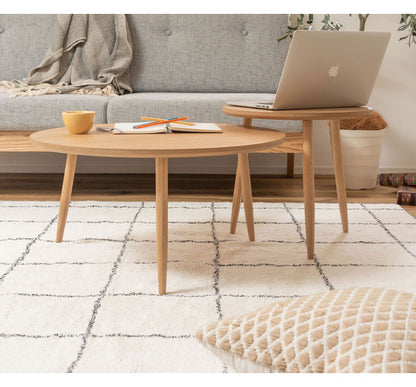 サイドテーブル 幅45cm 3本脚 円形 ラウンド ネストテーブル テーブル コンパクト 省スペース シンプル ナチュラル 北欧 かわいい おしゃれ 丸型 ラウンド 木製 天然木 一人暮らし ソファ(代引不可)