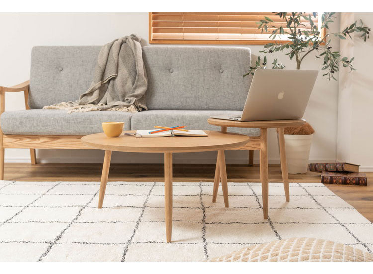 サイドテーブル 幅70cm 3本脚 円形 ラウンド ネストテーブル テーブル コンパクト シンプル ナチュラル 北欧 かわいい おしゃれ 丸型 ラウンド 木製 天然木 一人暮らし ソファ(代引不可)