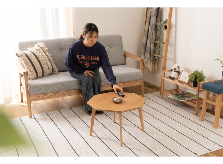 オクタゴンテーブル 幅60cm 8角形 天然木 木製 木目調 センターテーブル リビングテーブル テーブル 北欧 おしゃれ シンプル かわいい 新生活 ソファ 座椅子 一人暮らし(代引不可)