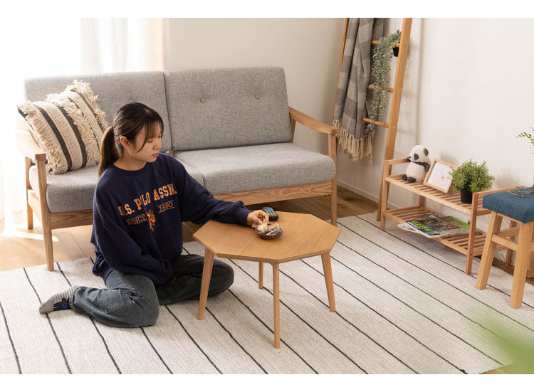 オクタゴンテーブル 幅60cm 8角形 天然木 木製 木目調 センターテーブル リビングテーブル テーブル 北欧 おしゃれ シンプル かわいい 新生活 ソファ 座椅子 一人暮らし(代引不可)