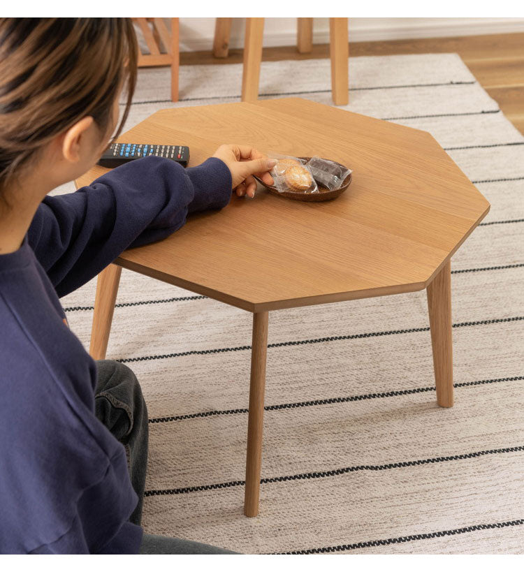 オクタゴンテーブル 幅60cm 8角形 天然木 木製 木目調 センターテーブル リビングテーブル テーブル 北欧 おしゃれ シンプル かわいい 新生活 ソファ 座椅子 一人暮らし(代引不可)