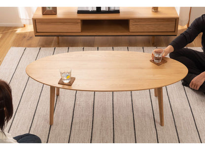 センターテーブル 幅120cm 楕円形 リビングテーブル 北欧 おしゃれ シンプル コンパクト 木製 天然木 楕円型 スタイリッシュ リビング 一人暮らし ソファ 座椅子(代引不可)