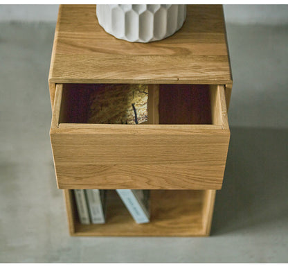 サイドチェスト ベッドサイド ソファサイド チェスト ナイトテーブル 収納 引き出し シンプル 北欧 おしゃれ かわいい ブックスタンド コンパクト 木製 天然木 見せる収納 隠す収納(代引不可)