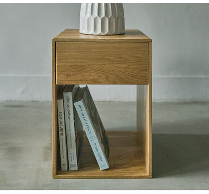 サイドチェスト ベッドサイド ソファサイド チェスト ナイトテーブル 収納 引き出し シンプル 北欧 おしゃれ かわいい ブックスタンド コンパクト 木製 天然木 見せる収納 隠す収納(代引不可)