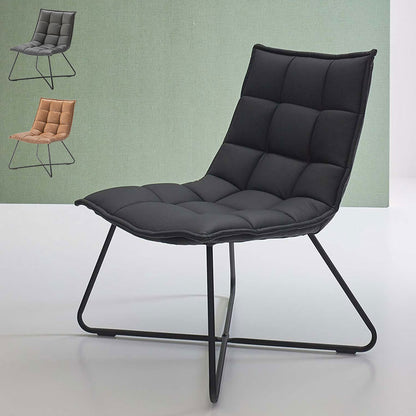 ソフトレザー レザー調 フロアチェア 椅子 イス チェア アイアン脚 レトロ カフェインテリア モダンデザイン デザイナーズ家具風 キャメル ブラウン リクライニングチェア(代引不可)