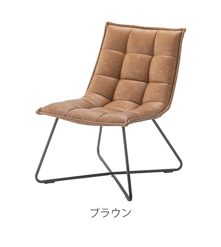 ソフトレザー レザー調 フロアチェア 椅子 イス チェア アイアン脚 レトロ カフェインテリア モダンデザイン デザイナーズ家具風 キャメル ブラウン リクライニングチェア(代引不可)