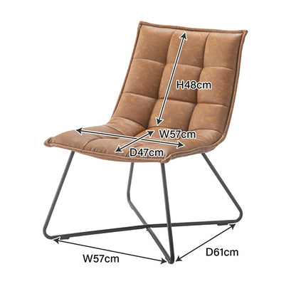 ソフトレザー レザー調 フロアチェア 椅子 イス チェア アイアン脚 レトロ カフェインテリア モダンデザイン デザイナーズ家具風 キャメル ブラウン リクライニングチェア(代引不可)