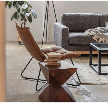 ソフトレザー レザー調 フロアチェア 椅子 イス チェア アイアン脚 レトロ カフェインテリア モダンデザイン デザイナーズ家具風 キャメル ブラウン リクライニングチェア(代引不可)