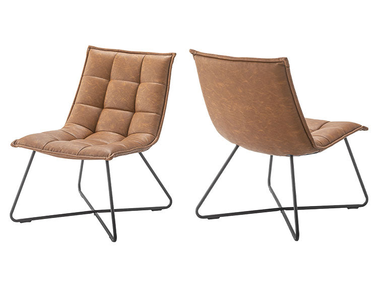 ソフトレザー レザー調 フロアチェア 椅子 イス チェア アイアン脚 レトロ カフェインテリア モダンデザイン デザイナーズ家具風 キャメル ブラウン リクライニングチェア(代引不可)