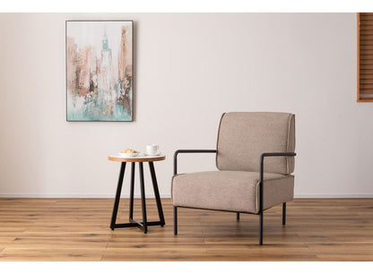 ラウンジチェア 1人掛け チェア ソファ おしゃれ 北欧 シンプル スチール 布地 ファブリック グレー ベージュ 肘置き 肘掛け アームレスト 背もたれ ゆったり クッション リビング(代引不可)