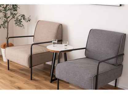 ラウンジチェア 1人掛け チェア ソファ おしゃれ 北欧 シンプル スチール 布地 ファブリック グレー ベージュ 肘置き 肘掛け アームレスト 背もたれ ゆったり クッション リビング(代引不可)