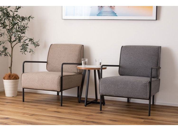 ラウンジチェア 1人掛け チェア ソファ おしゃれ 北欧 シンプル スチール 布地 ファブリック グレー ベージュ 肘置き 肘掛け アームレスト 背もたれ ゆったり クッション リビング(代引不可)