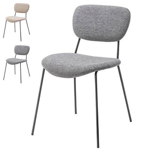 ダイニングチェア おしゃれ 座面高46cm チェアー 椅子 イス 布 ファブリック スチール 背もたれ付き 脚 黒 ブラック アームレス 肘なし 肘掛けなし スリム 固定脚 シンプル モダン(代引不可)