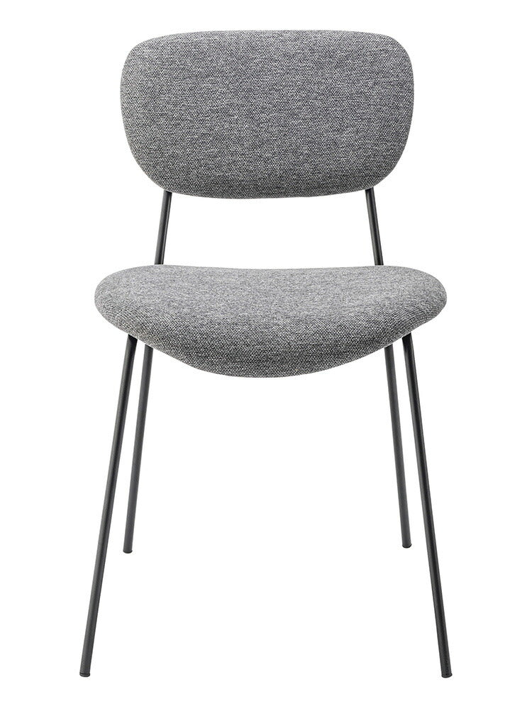 ダイニングチェア おしゃれ 座面高46cm チェアー 椅子 イス 布 ファブリック スチール 背もたれ付き 脚 黒 ブラック アームレス 肘なし 肘掛けなし スリム 固定脚 シンプル モダン(代引不可)