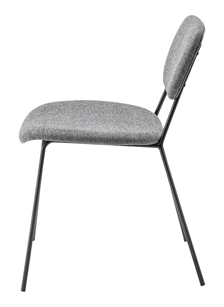 ダイニングチェア おしゃれ 座面高46cm チェアー 椅子 イス 布 ファブリック スチール 背もたれ付き 脚 黒 ブラック アームレス 肘なし 肘掛けなし スリム 固定脚 シンプル モダン(代引不可)