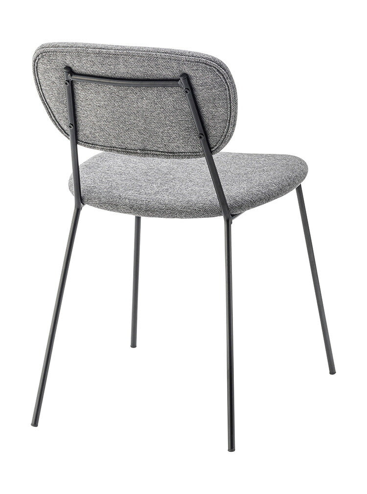 ダイニングチェア おしゃれ 座面高46cm チェアー 椅子 イス 布 ファブリック スチール 背もたれ付き 脚 黒 ブラック アームレス 肘なし 肘掛けなし スリム 固定脚 シンプル モダン(代引不可)