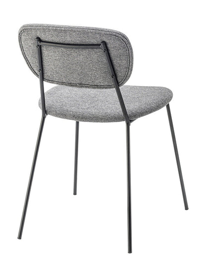 ダイニングチェア おしゃれ 座面高46cm チェアー 椅子 イス 布 ファブリック スチール 背もたれ付き 脚 黒 ブラック アームレス 肘なし 肘掛けなし スリム 固定脚 シンプル モダン(代引不可)