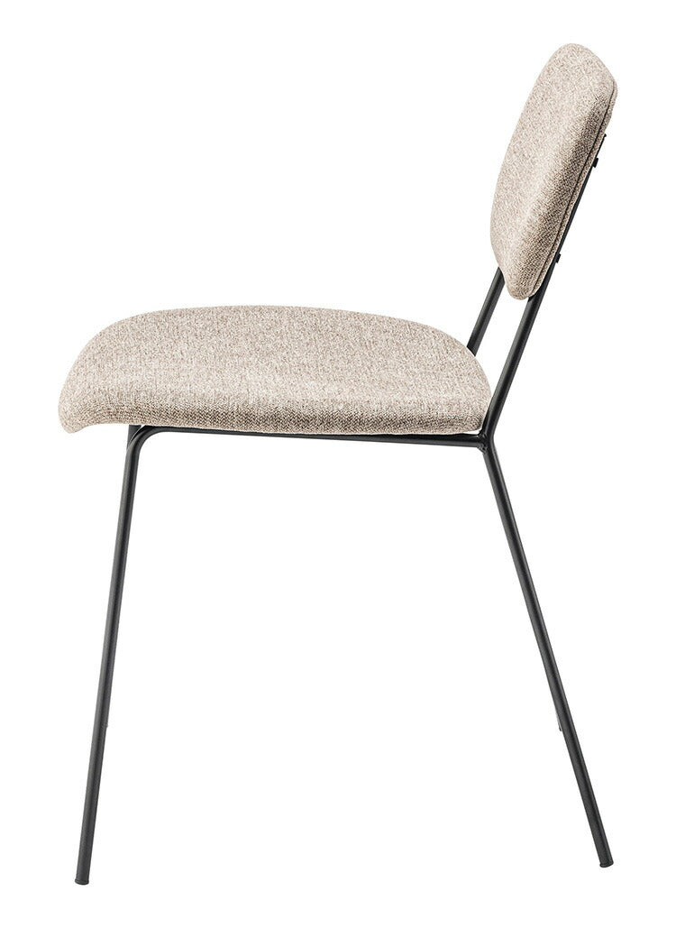 ダイニングチェア おしゃれ 座面高46cm チェアー 椅子 イス 布 ファブリック スチール 背もたれ付き 脚 黒 ブラック アームレス 肘なし 肘掛けなし スリム 固定脚 シンプル モダン(代引不可)