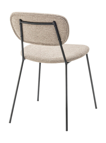 ダイニングチェア おしゃれ 座面高46cm チェアー 椅子 イス 布 ファブリック スチール 背もたれ付き 脚 黒 ブラック アームレス 肘なし 肘掛けなし スリム 固定脚 シンプル モダン(代引不可)