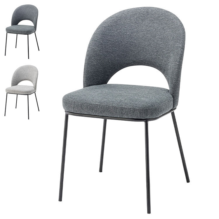 ダイニングチェア おしゃれ 座面高46cm チェアー 椅子 イス いす 布 円 丸 楕円形 ファブリック スチール 背もたれ付き 脚 黒 ブラック アームレス 肘なし 肘掛けなし スリム 固定脚(代引不可)