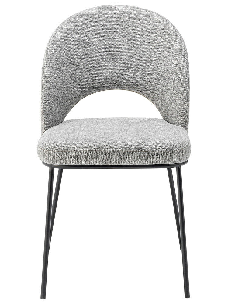 ダイニングチェア おしゃれ 座面高46cm チェアー 椅子 イス いす 布 円 丸 楕円形 ファブリック スチール 背もたれ付き 脚 黒 ブラック アームレス 肘なし 肘掛けなし スリム 固定脚(代引不可)