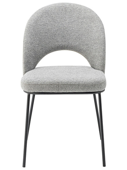 ダイニングチェア おしゃれ 座面高46cm チェアー 椅子 イス いす 布 円 丸 楕円形 ファブリック スチール 背もたれ付き 脚 黒 ブラック アームレス 肘なし 肘掛けなし スリム 固定脚(代引不可)