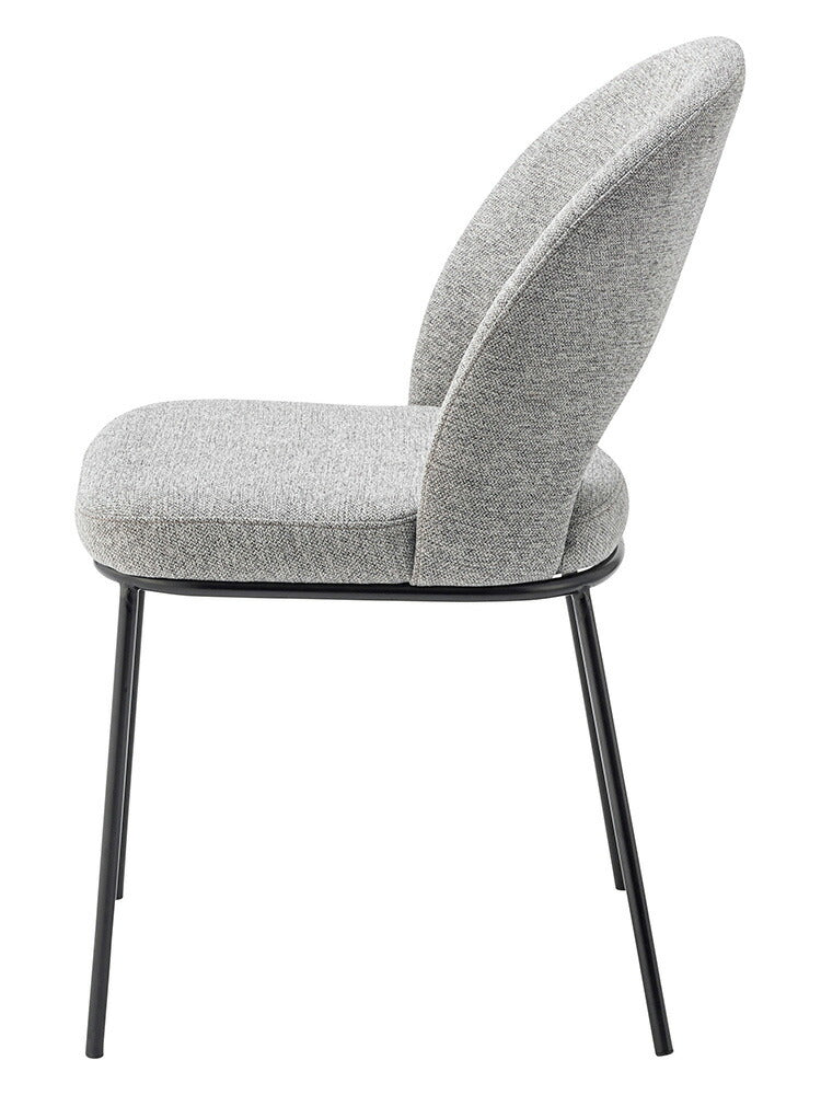 ダイニングチェア おしゃれ 座面高46cm チェアー 椅子 イス いす 布 円 丸 楕円形 ファブリック スチール 背もたれ付き 脚 黒 ブラック アームレス 肘なし 肘掛けなし スリム 固定脚(代引不可)