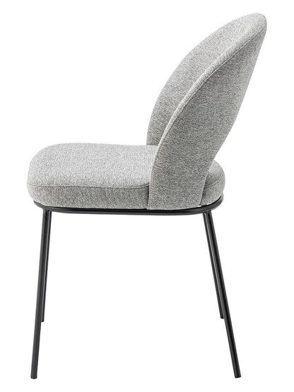 ダイニングチェア おしゃれ 座面高46cm チェアー 椅子 イス いす 布 円 丸 楕円形 ファブリック スチール 背もたれ付き 脚 黒 ブラック アームレス 肘なし 肘掛けなし スリム 固定脚(代引不可)