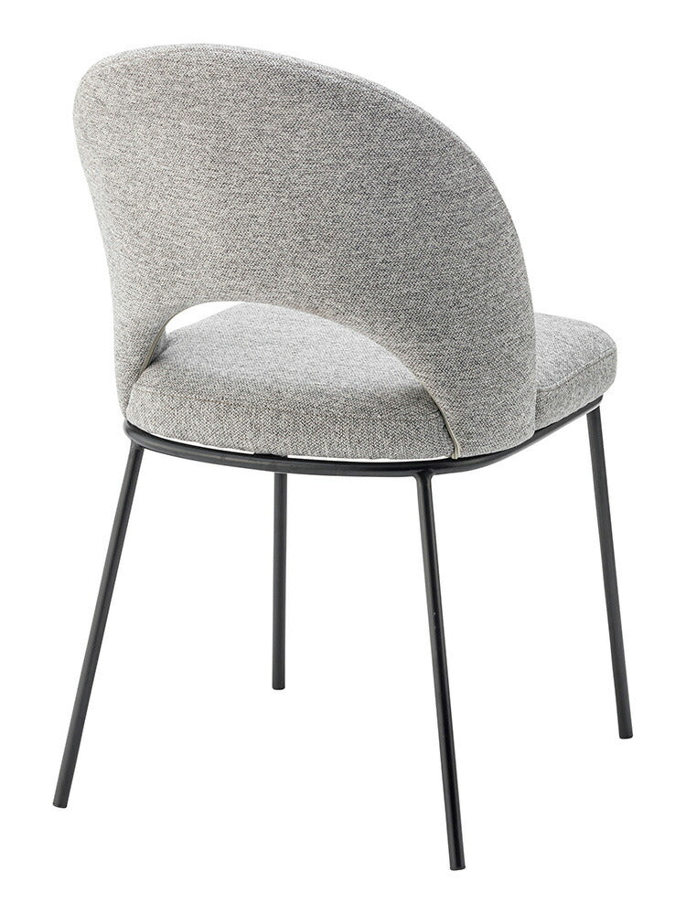 ダイニングチェア おしゃれ 座面高46cm チェアー 椅子 イス いす 布 円 丸 楕円形 ファブリック スチール 背もたれ付き 脚 黒 ブラック アームレス 肘なし 肘掛けなし スリム 固定脚(代引不可)