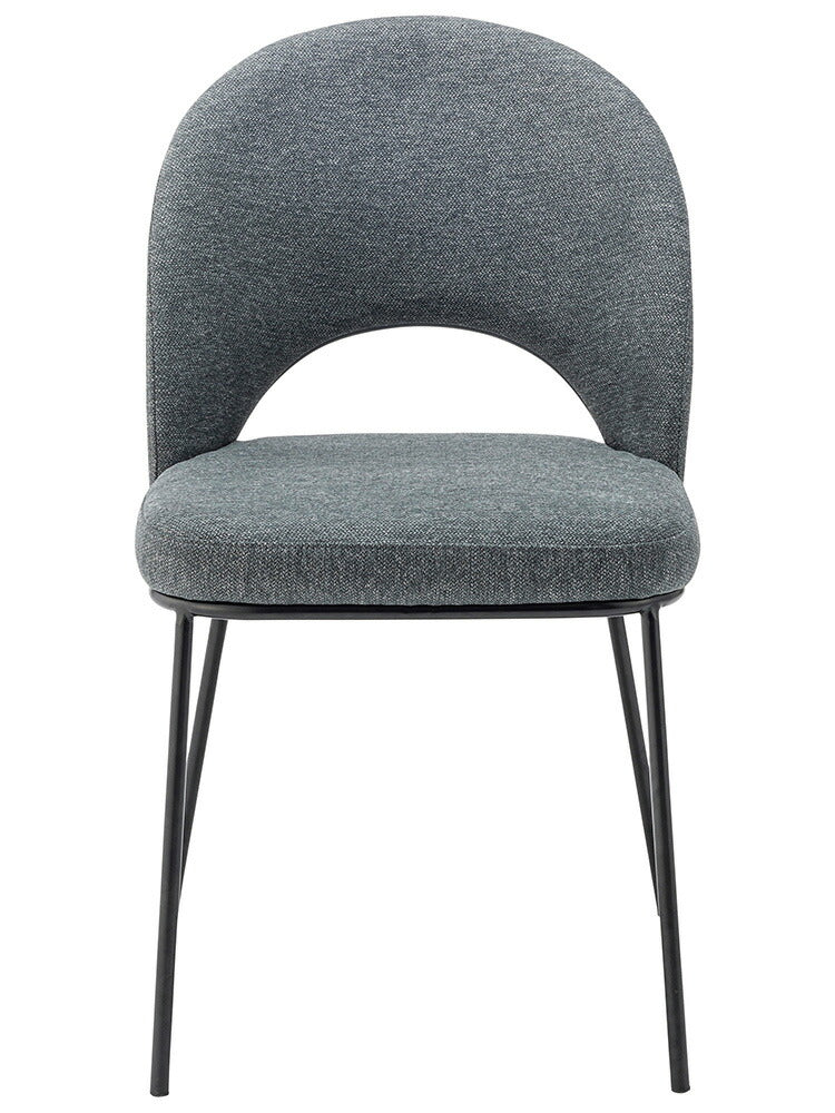 ダイニングチェア おしゃれ 座面高46cm チェアー 椅子 イス いす 布 円 丸 楕円形 ファブリック スチール 背もたれ付き 脚 黒 ブラック アームレス 肘なし 肘掛けなし スリム 固定脚(代引不可)