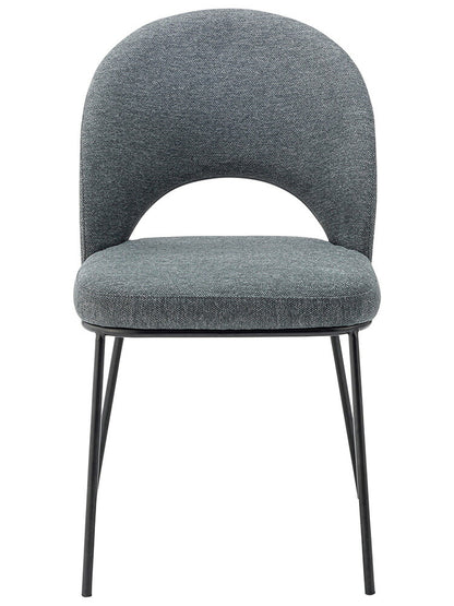 ダイニングチェア おしゃれ 座面高46cm チェアー 椅子 イス いす 布 円 丸 楕円形 ファブリック スチール 背もたれ付き 脚 黒 ブラック アームレス 肘なし 肘掛けなし スリム 固定脚(代引不可)