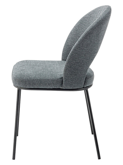 ダイニングチェア おしゃれ 座面高46cm チェアー 椅子 イス いす 布 円 丸 楕円形 ファブリック スチール 背もたれ付き 脚 黒 ブラック アームレス 肘なし 肘掛けなし スリム 固定脚(代引不可)