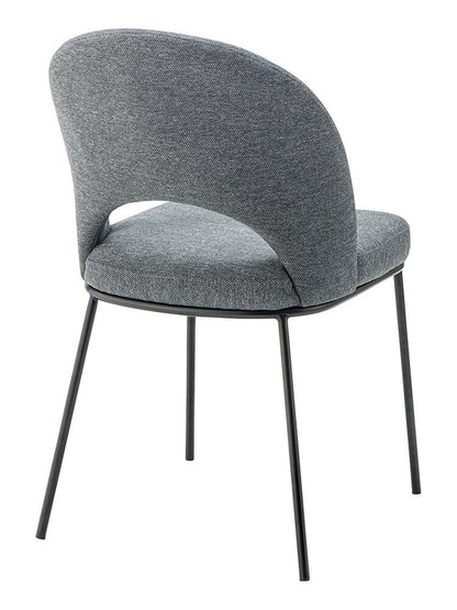 ダイニングチェア おしゃれ 座面高46cm チェアー 椅子 イス いす 布 円 丸 楕円形 ファブリック スチール 背もたれ付き 脚 黒 ブラック アームレス 肘なし 肘掛けなし スリム 固定脚(代引不可)