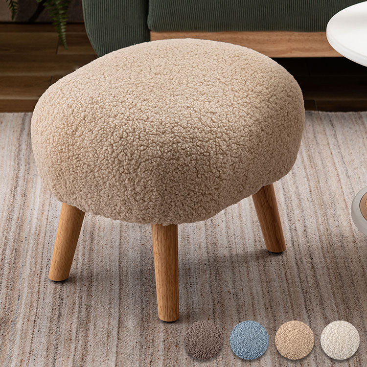 スツール MYS-602 東谷 スツール 丸椅子 ラウンド 腰掛 イス オットマン ブークレ生地 天然木 円形 チェア 簡易椅子 アームレス 肘無し 背もたれなし 木脚 ファブリック おしゃれ かわいい 来客(代引不可)