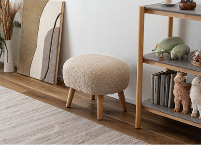 スツール MYS-602 東谷 スツール 丸椅子 ラウンド 腰掛 イス オットマン ブークレ生地 天然木 円形 チェア 簡易椅子 アームレス 肘無し 背もたれなし 木脚 ファブリック おしゃれ かわいい 来客(代引不可)