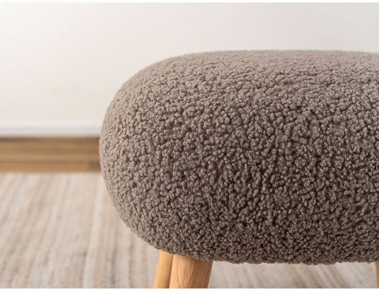 スツール MYS-602 東谷 スツール 丸椅子 ラウンド 腰掛 イス オットマン ブークレ生地 天然木 円形 チェア 簡易椅子 アームレス 肘無し 背もたれなし 木脚 ファブリック おしゃれ かわいい 来客(代引不可)