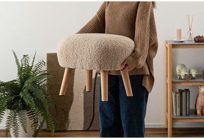 スツール MYS-602 東谷 スツール 丸椅子 ラウンド 腰掛 イス オットマン ブークレ生地 天然木 円形 チェア 簡易椅子 アームレス 肘無し 背もたれなし 木脚 ファブリック おしゃれ かわいい 来客(代引不可)