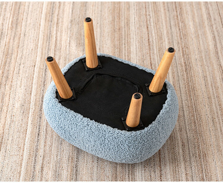 スツール MYS-602 東谷 スツール 丸椅子 ラウンド 腰掛 イス オットマン ブークレ生地 天然木 円形 チェア 簡易椅子 アームレス 肘無し 背もたれなし 木脚 ファブリック おしゃれ かわいい 来客(代引不可)