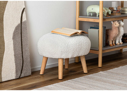 スツール MYS-602 東谷 スツール 丸椅子 ラウンド 腰掛 イス オットマン ブークレ生地 天然木 円形 チェア 簡易椅子 アームレス 肘無し 背もたれなし 木脚 ファブリック おしゃれ かわいい 来客(代引不可)