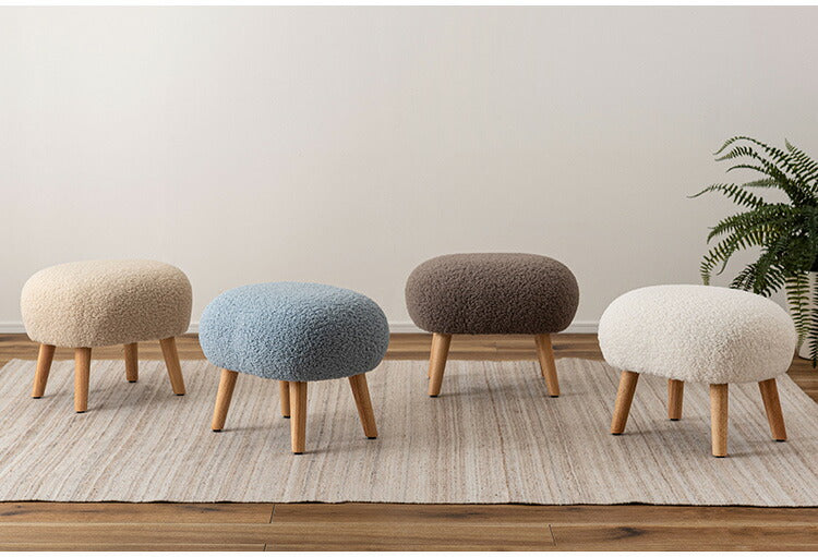 スツール MYS-602 東谷 スツール 丸椅子 ラウンド 腰掛 イス オットマン ブークレ生地 天然木 円形 チェア 簡易椅子 アームレス 肘無し 背もたれなし 木脚 ファブリック おしゃれ かわいい 来客(代引不可)