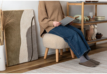 スツール MYS-602 東谷 スツール 丸椅子 ラウンド 腰掛 イス オットマン ブークレ生地 天然木 円形 チェア 簡易椅子 アームレス 肘無し 背もたれなし 木脚 ファブリック おしゃれ かわいい 来客(代引不可)